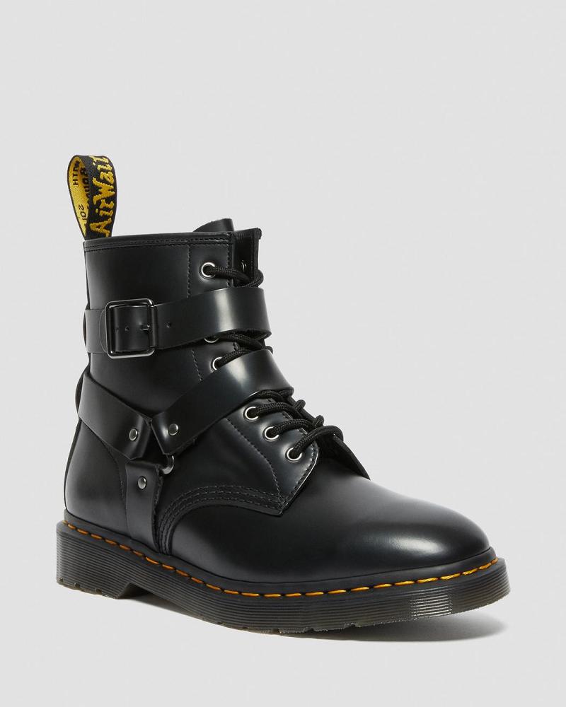 Dr Martens Cristofor Læder Harness Snørestøvler Herre Sort | DK 541KOR